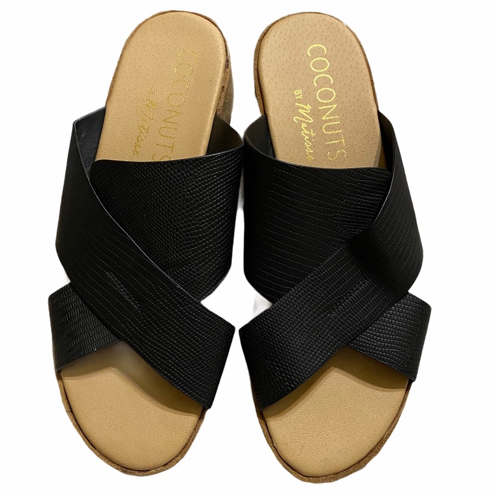 Coconuts by Matisse Black Wedge Slip On Sandal NWOT - Picture 3 of 11